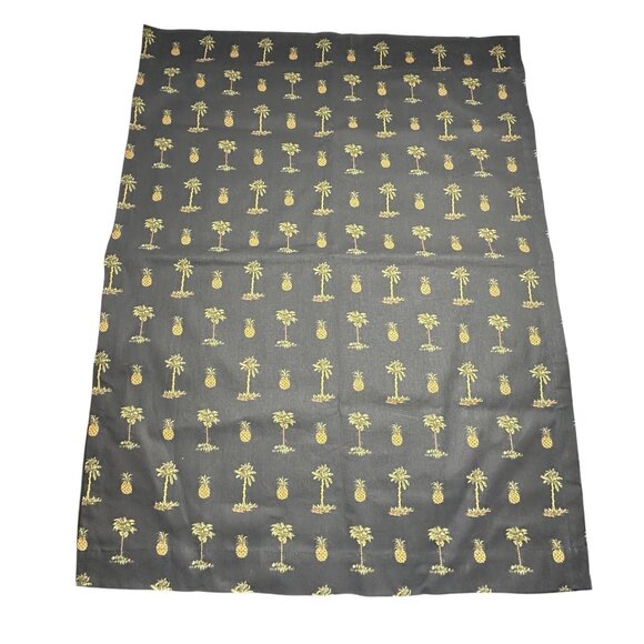 Waverly Tier Curtain Aloha Pineapple Palm Tree Cotton Black Tropical Rod Pocket - Picture 4 of 6